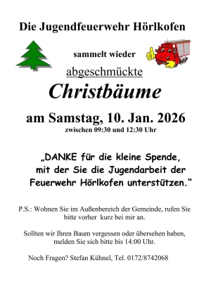 Christbaumsammeln der Jugendfeuerwehr 2026